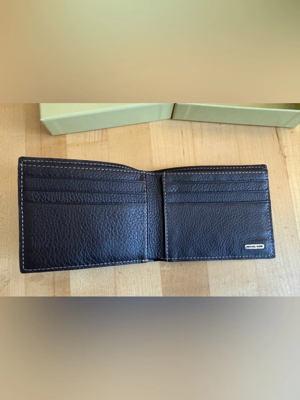NEW* Michael Kors Men's Bifold Wallet Leather Pebble Brown NIB In Gift Box